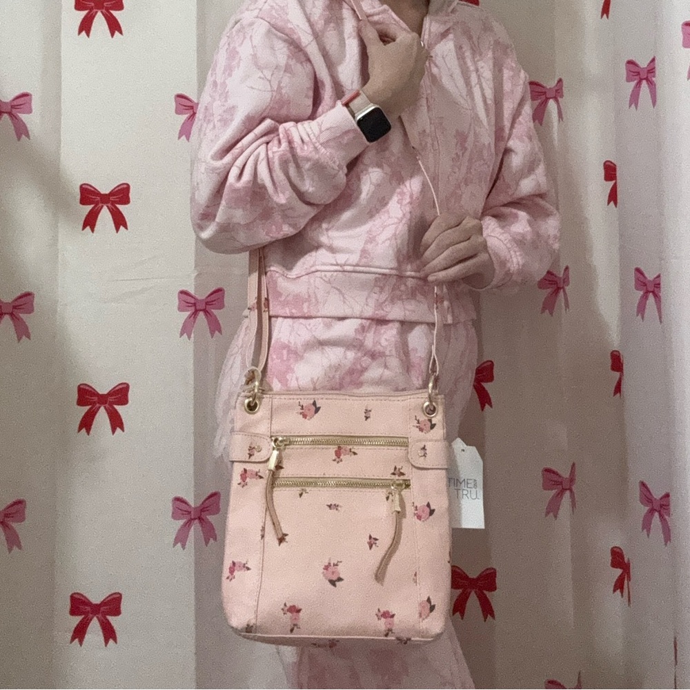 Time and tru Pink floral crossbody bag